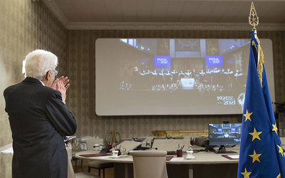 L'applauso del Presidente Mattarella al momento della proclamazione di apertura dell'anno accademico (credits Ufficio Stampa Presidenza della Repubblica)