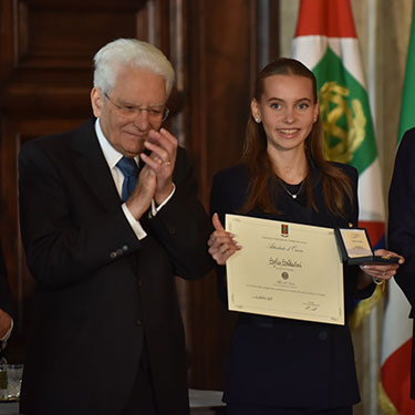Sofia Soldavini premiata come Alfiere del Lavoro dal Presidente della Repubblica