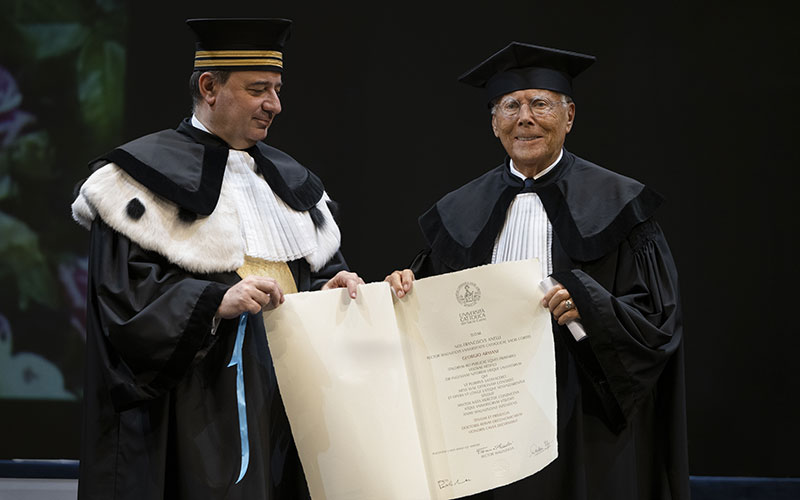 Laurea honoris causa a Giorgio Armani, il discorso del Rettore 